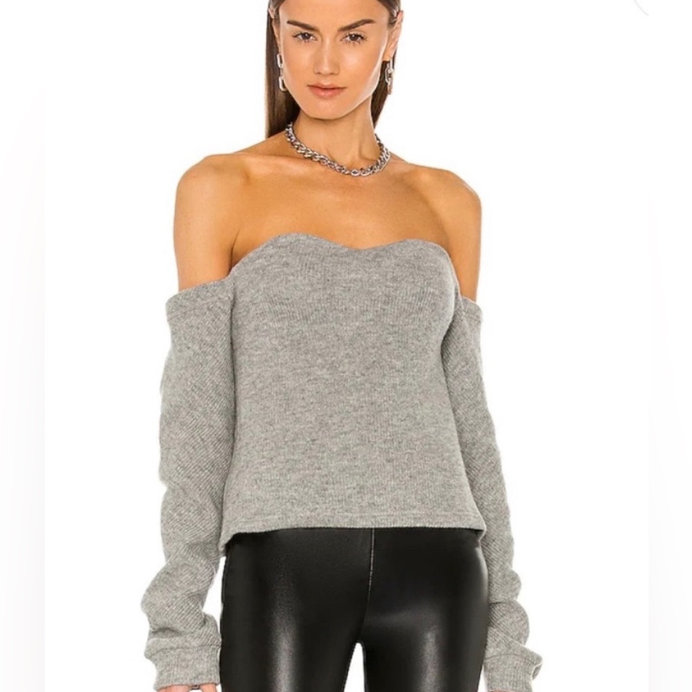 RtA - Mandana Wool Blend Off the Shoulder Gray Sweater Top - XS NWT